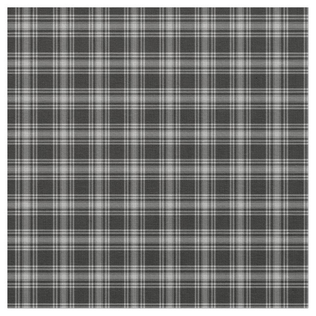 Black and White Menzies Scottish Tartan Pattern Fabric (Close Up)