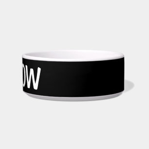 Black and white meow Cat bowl with custom pet name