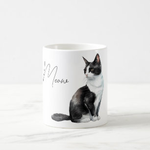 Black and White Meow Cat Coffee Mug