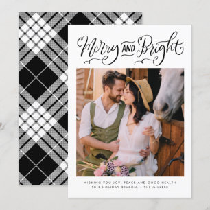 Black and White Merry Bright Photo Christmas Holiday Card