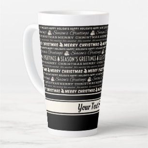 Black and White Merry Christmas Retro Typography Latte Mug