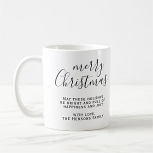 Black and White Merry Christmas Script Wishes Coffee Mug