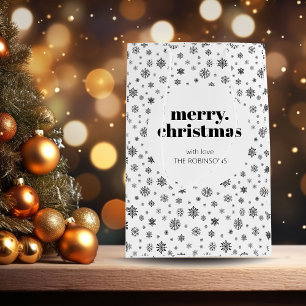 Black and White Merry Christmas Snowflake Pattern Medium Gift Bag