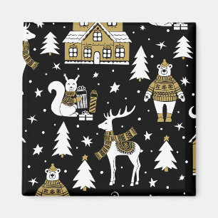 Black and white Merry Christmas Snowflakes set    Magnet