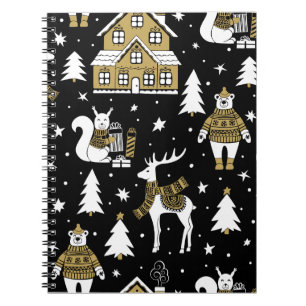 Black and white Merry Christmas Snowflakes set Notebook