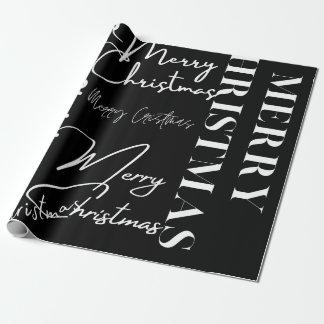 Black and White Merry Christmas Wrapping Paper