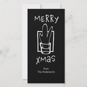 Black and White Merry Xmas Holiday Card