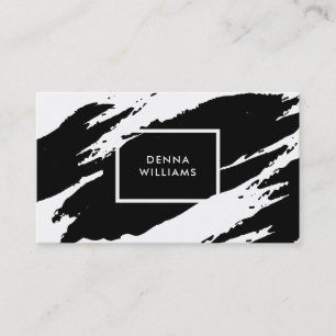 Black and white messy brushstrokes business card