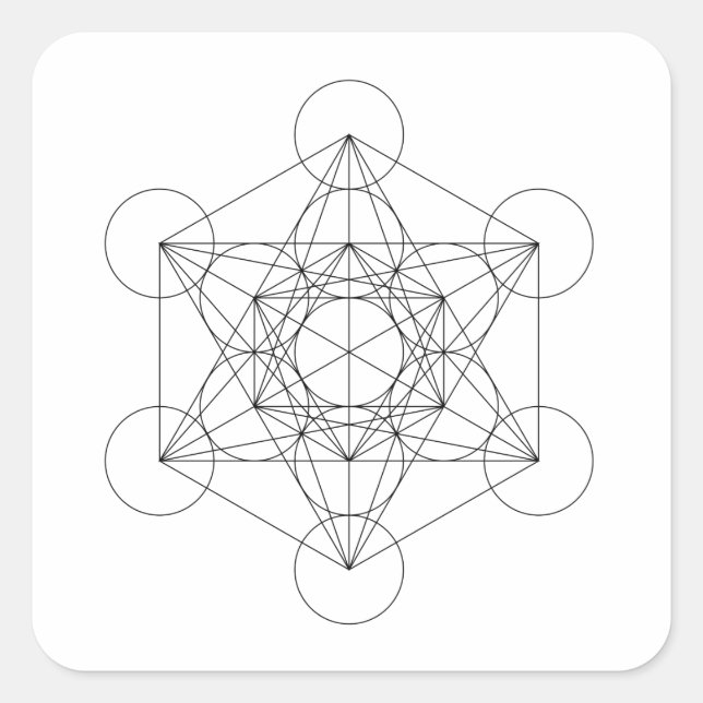 Black and White Metatron's Cube Square Sticker (Front)