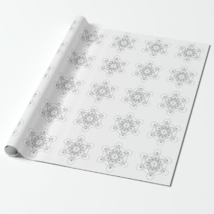 Black and White Metatron's Cube Wrapping Paper