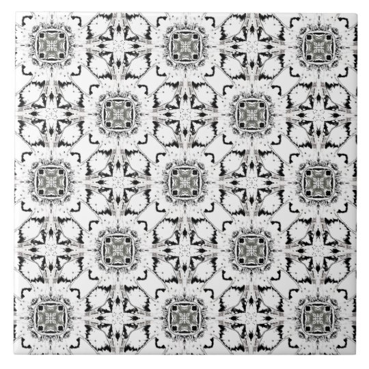 Black and White Mid Century Modern Pattern Tile | Zazzle.co.uk