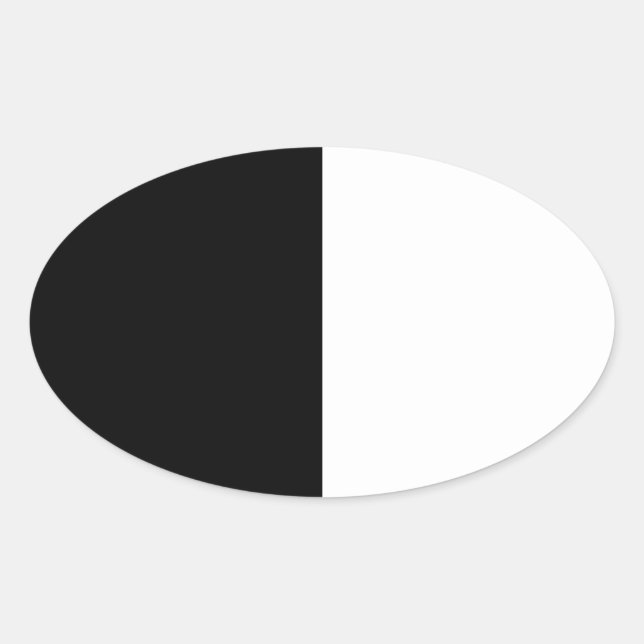Black And White Middle Customise This Oval Sticker (Front)