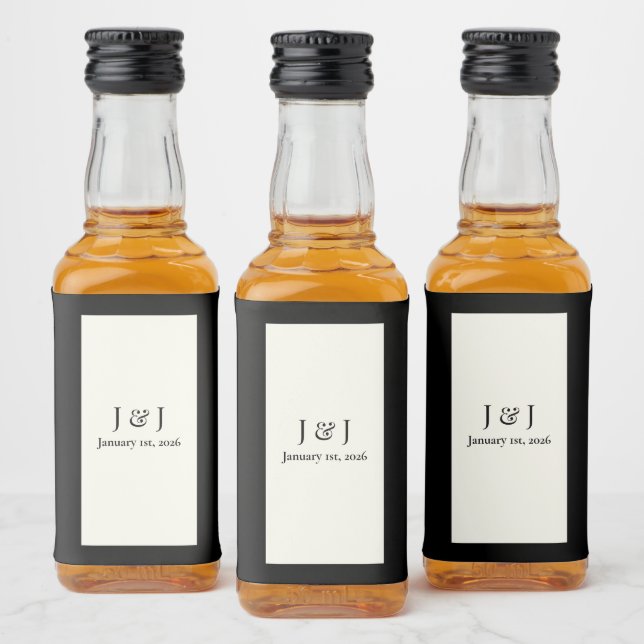 Black and White Mini Liquor Bottle Labels (Bottles)