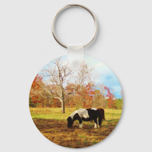 Black and White Miniature Pony / Horse Key Ring