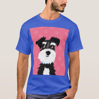 Black and White Miniature Schnauzer Dog with Pink  T-Shirt