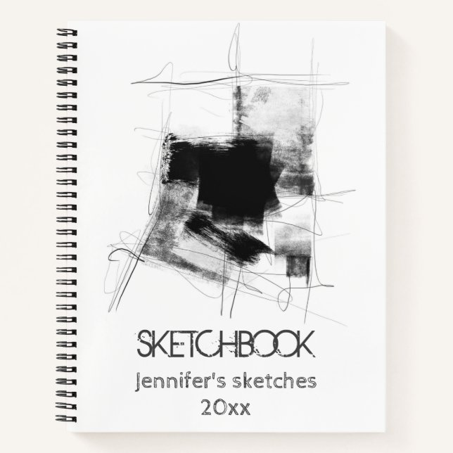 Black and White minimal Abstract Notebook (Front)