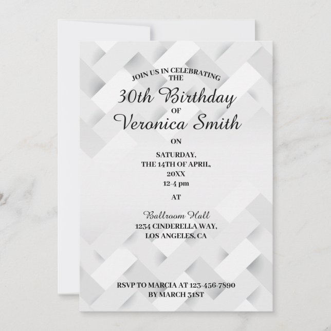 Black and White Minimal Birthday Invitation (Front)