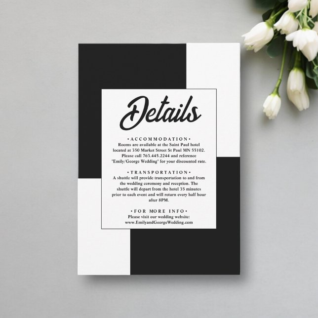 Black And White Minimal Chic Simple Modern Wedding Enclosure Card (Creator Uploaded)