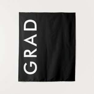 Black and White Minimal Modern Bold Grad Party Tapestry