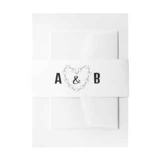 Black and white minimal script wedding invitation invitation belly band