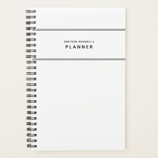 Black and White Minimal Simple Planner (Front)