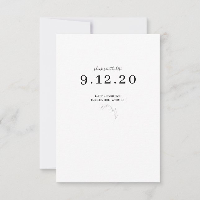 Black and White Minimal Wedding Save the Date (Front)