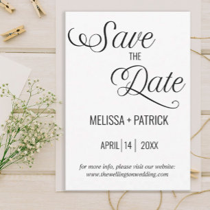 Black and White Minimal Wedding Save The Date