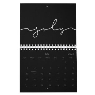 Black and white minimalist 2026 calendar