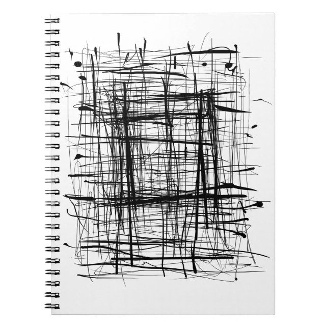Black and White Minimalist Abstract Art Notebook (Front)