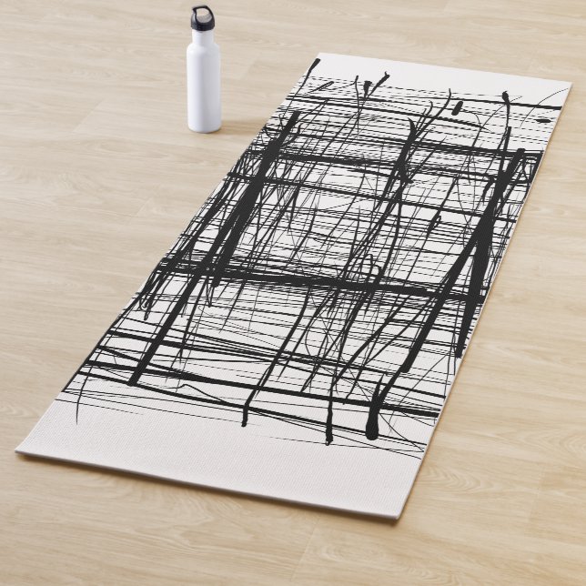 Black and White Minimalist Abstract Art Yoga Mat (In Situ)