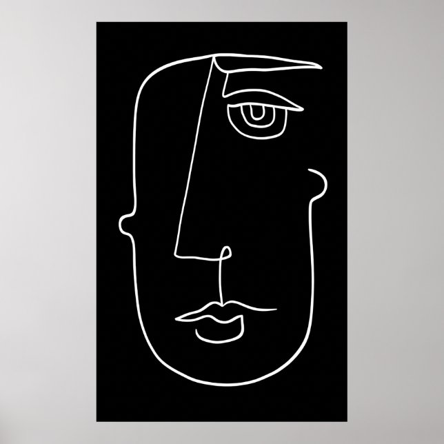 Black and White Minimalist Abstract Face Poster (Front)