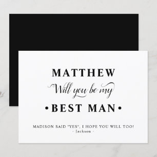 Black and White Minimalist Best Man Proposal Card