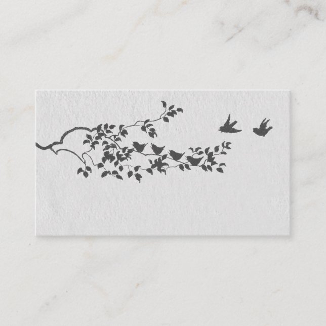 Black and White Minimalist Birds Place Cards (Front)