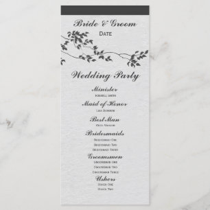 Black and White Minimalist Birds Wedding Program Programme