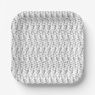 Black and white minimalist boho arrow pattern paper plate