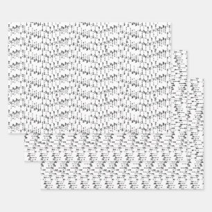 Black and white minimalist boho arrow pattern wrapping paper sheet