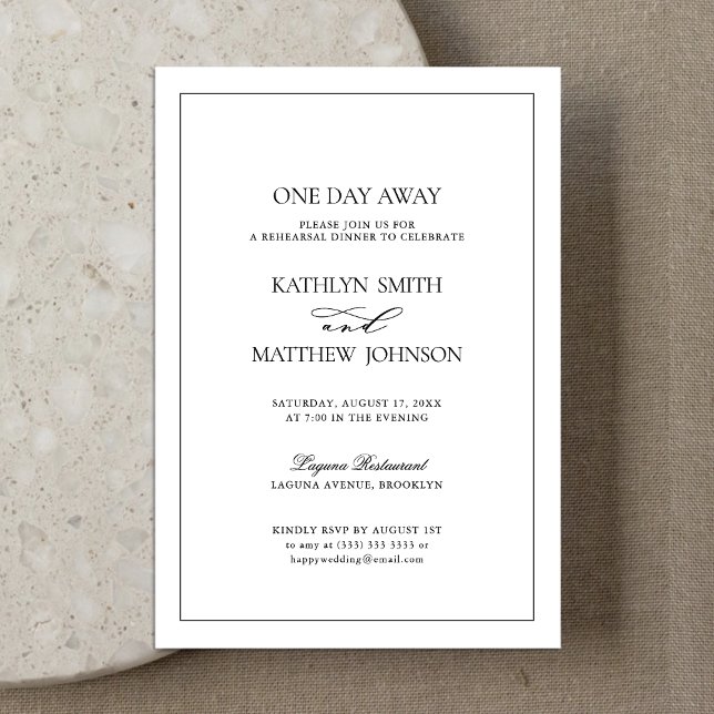 Black and White Minimalist Border One Day Away Invitation (Creator Uploaded)