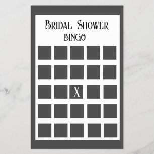 Black and White Minimalist Bridal Shower Bingo Flyer