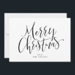 Black and white minimalist calligraphy Christmas Holiday Card<br><div class="desc">Minimalist Christmas card features handwritten calligraphy in black and white,   simple,  modern and elegant. Great Christmas cards for family and company.</div>