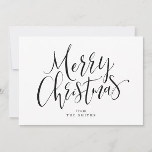 Black and white minimalist calligraphy Christmas Holiday Card