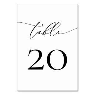 Black and White Minimalist Calligraphy Table Numbe Table Number