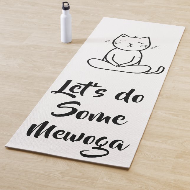 Black and White Minimalist Cat Design Yoga Mat (In Situ)