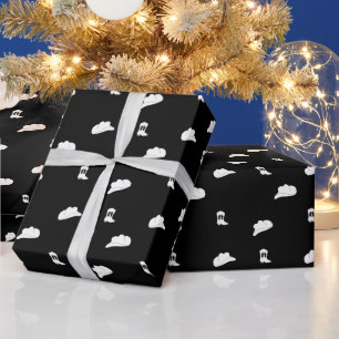 Black and White Minimalist Cowboy Rodeo Pattern Wrapping Paper