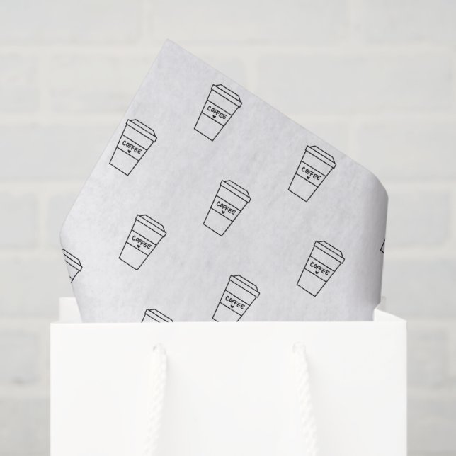 Black and White Minimalist Cute Coffee Cup Pattern Tissue Paper (Gift Bag)