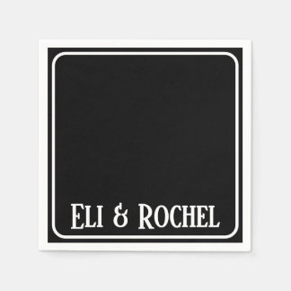 Black and white minimalist dinner party napkin
