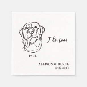 Black and White Minimalist Dog Pet Simple Wedding Napkin