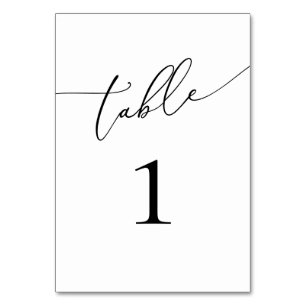 Black and White Minimalist Elegant Table Number