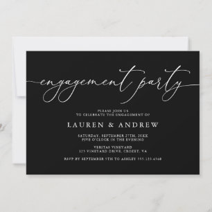 Black and White Minimalist Engagement Party Invita Invitation