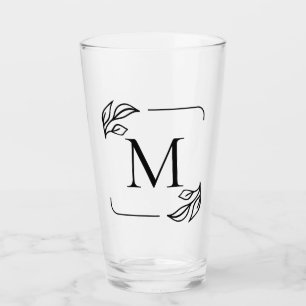 Black and White Minimalist Floral Glass