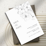 Black and White Minimalist Floral Modern Wedding Save The Date<br><div class="desc">Black and White Minimalist Floral Modern Wedding Save the Date Card. Celebrate your special day with this elegant and beautiful wedding invitation design to beautify your special occasion. All the texts are pre-arranged for you to personalise easily and quickly with your own details.</div>